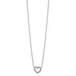 Sale Zinzi zilveren ketting met open hartje (9,5mm) voorzien van een bolstructuur 42-45cm ZIC2703