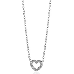 Sale Zinzi zilveren ketting met open hartje (9,5mm) voorzien van een bolstructuur 42-45cm ZIC2703
