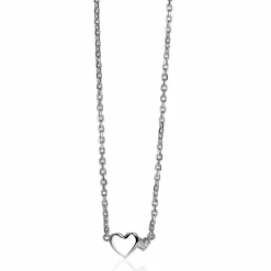 Discount Zinzi zilveren ketting met hartjes zirconia's/zilver 42-45cm ZIC2137