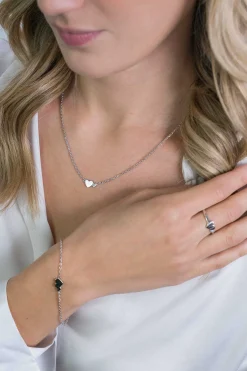 Discount Zinzi zilveren ketting met hartjes zirconia's/zilver 42-45cm ZIC2137