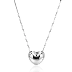 Online Zinzi zilveren ketting met luxe groot hart (15mm) 40-45 cm ZIC2672