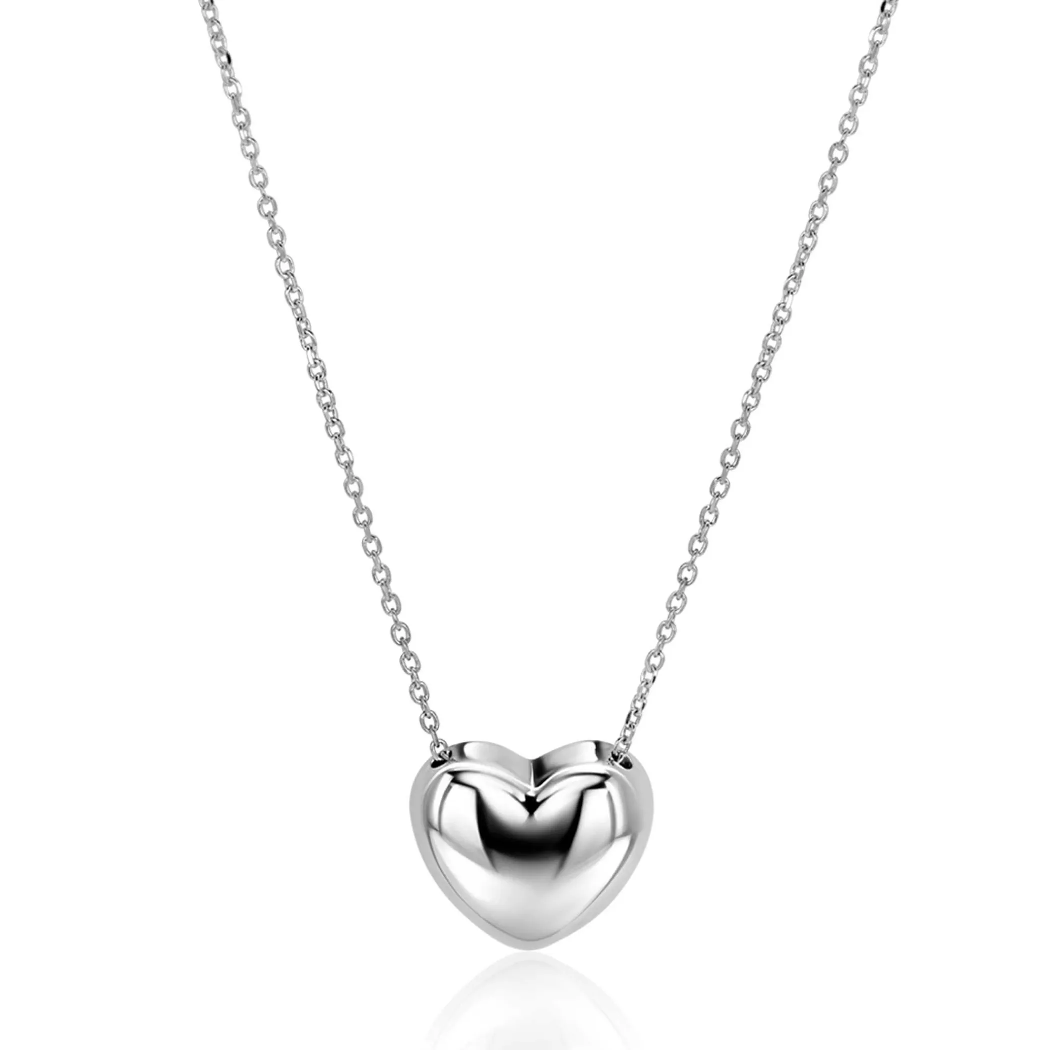 Online Zinzi zilveren ketting met luxe groot hart (15mm) 40-45 cm ZIC2672