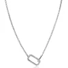 Best Zinzi zilveren ketting met twee verbonden schakels: een rechthoekige bezet met witte zirconia's en een gladde ovale schakel 40-45cm ZIC2551