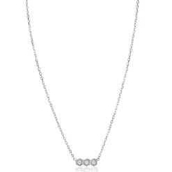 Best Zinzi zilveren ketting met drie zeshoek-zettingen bezet met witte zirconia's 42-45cm ZIC2543
