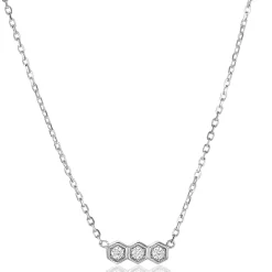 Best Zinzi zilveren ketting met drie zeshoek-zettingen bezet met witte zirconia's 42-45cm ZIC2543