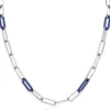 Sale Zinzi zilveren ketting met paperclip-schakels en trendy schakels in lapis blauw 45cm ZIC2549