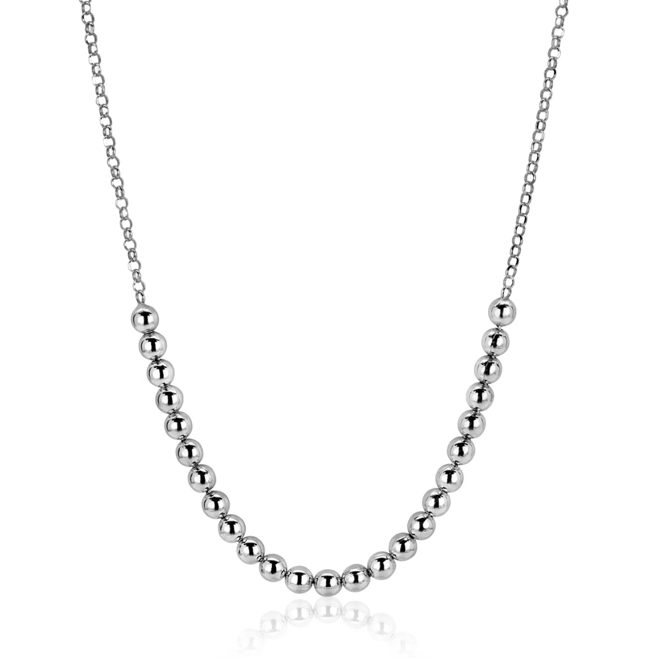 Sale Zinzi zilveren ketting met bolletjes schakels in het midden 4mm breed 42-45cm ZIC2659