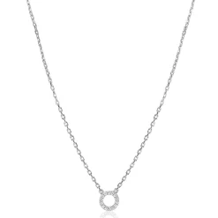 New Zinzi zilveren ketting met open rondje (7,5mm) bezet met witte zirconia's 40-45cm ZIC2550
