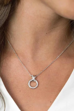 Online Zinzi zilveren ketting rond kruislings wit 45cm ZIC1816