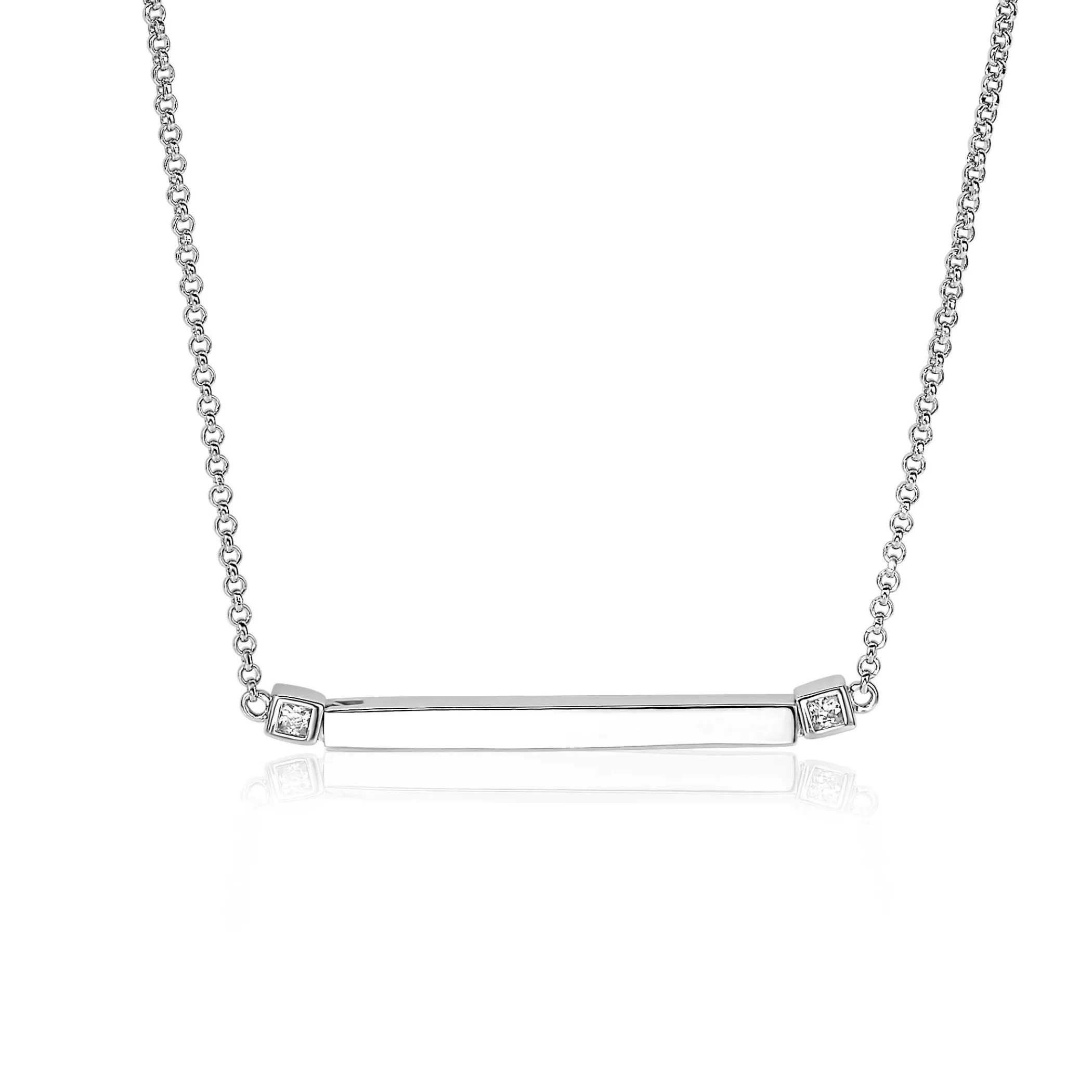 Best Zinzi zilveren ketting staafje wit 42cm ZIC1817