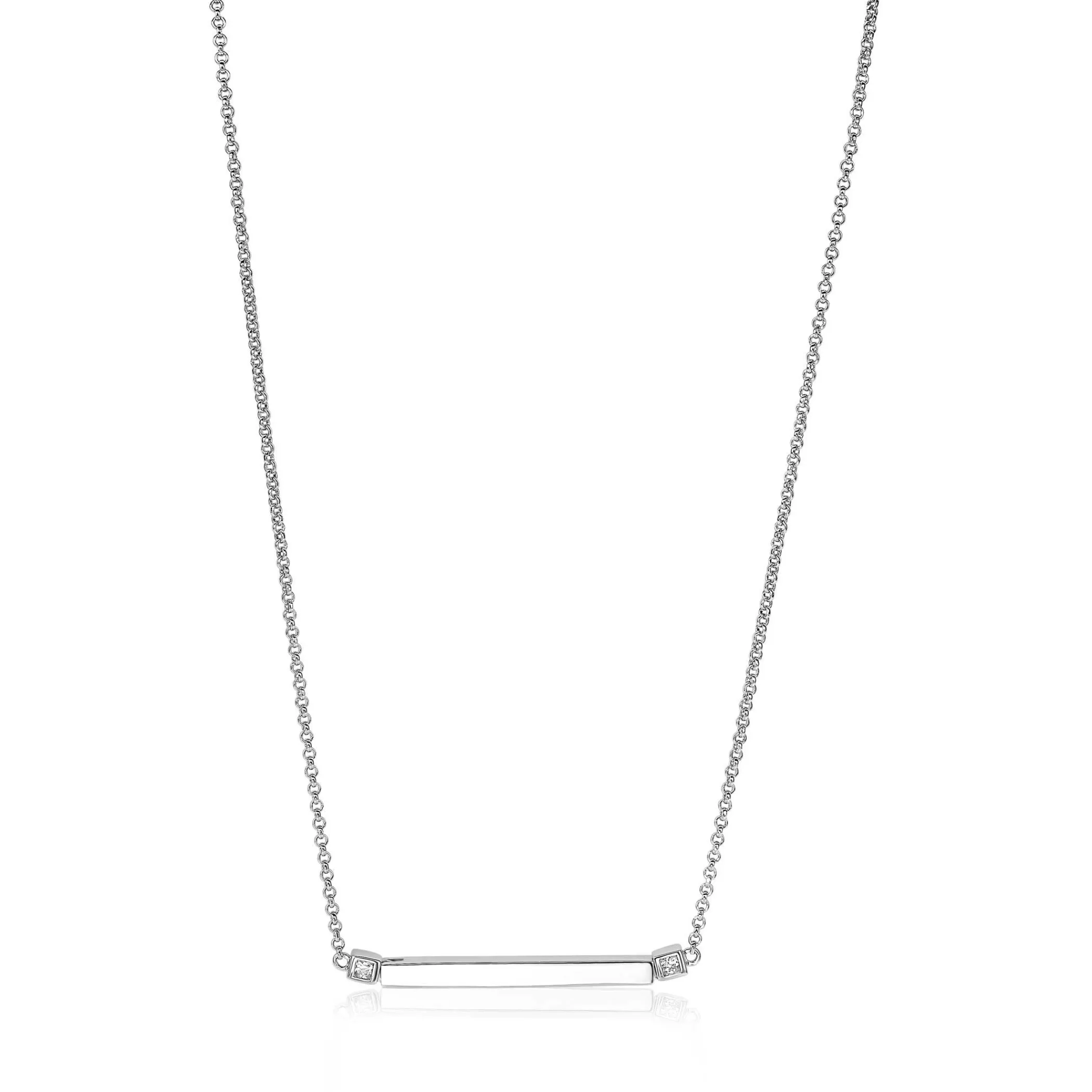 Best Zinzi zilveren ketting staafje wit 42cm ZIC1817