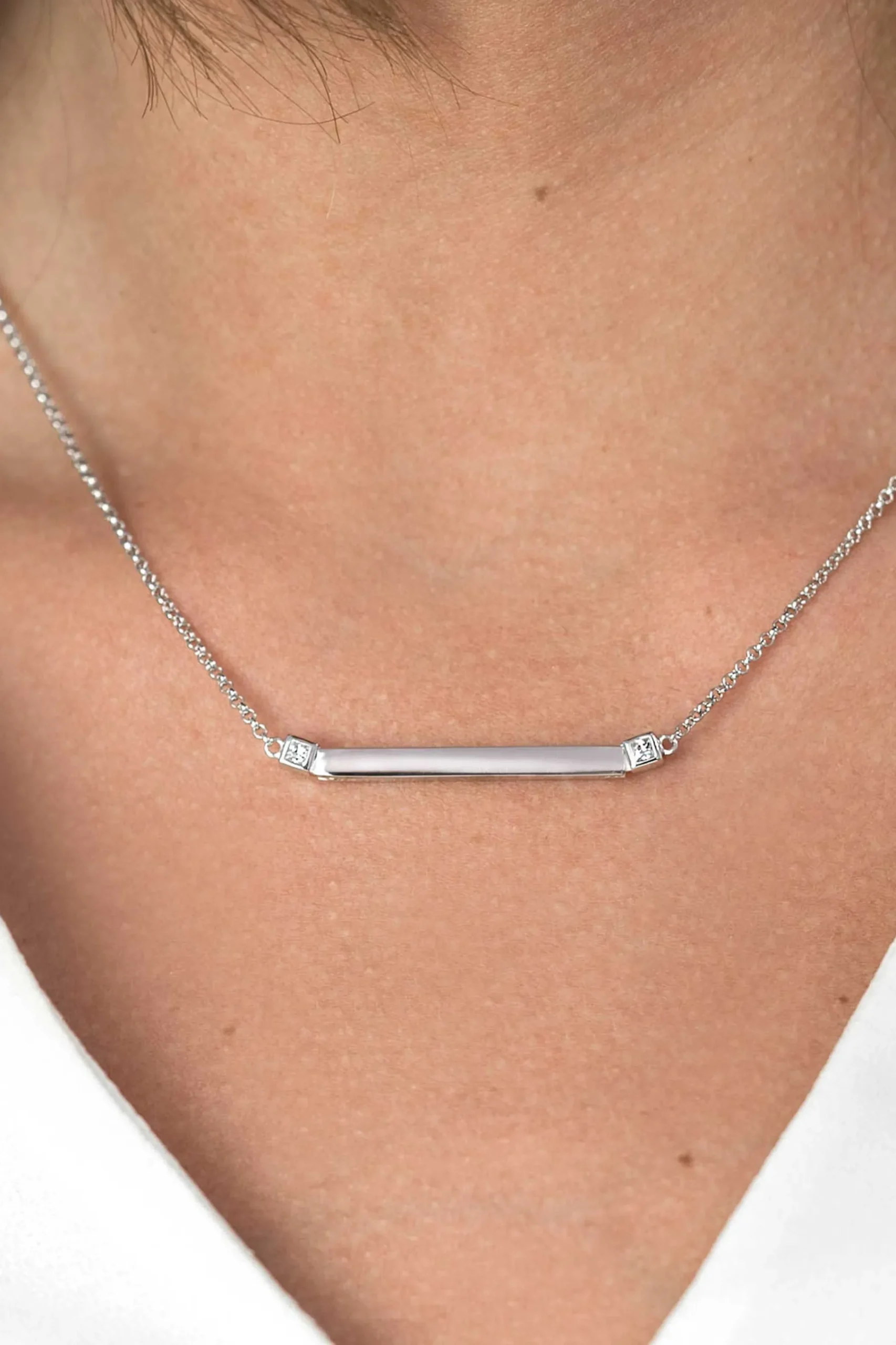 Best Zinzi zilveren ketting staafje wit 42cm ZIC1817