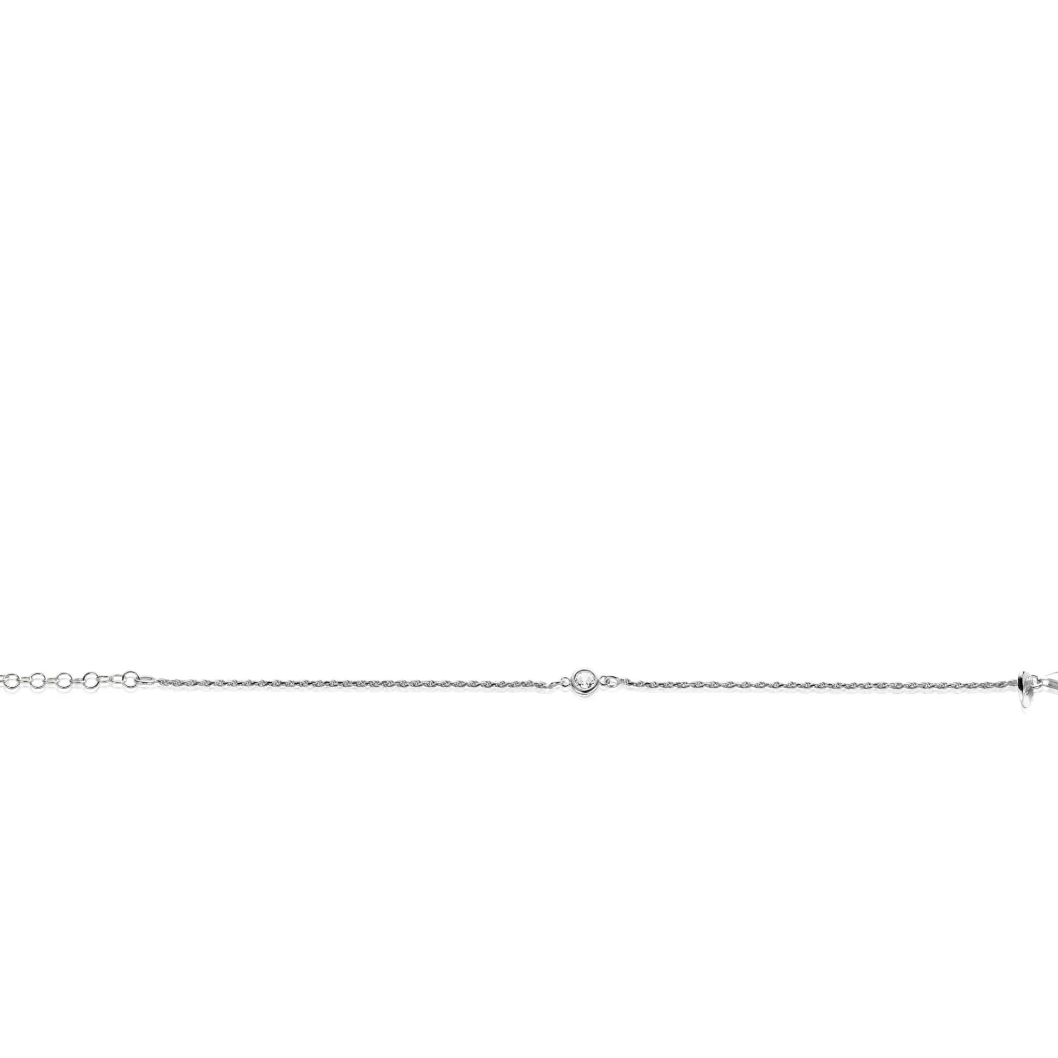 Zinzi zilveren koord armband bezet met een ronde witte zirconia 17-20cm ZIA2461