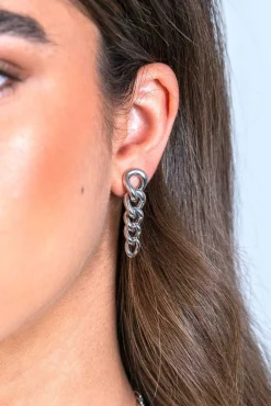 New Zinzi zilveren lange oorsieraden 33mm met vijf trendy aflopende gourmet schakels ZIO2309