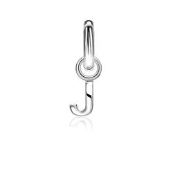 Clearance Zinzi zilveren letter oorbedel J per stuk geprijsd ZICH2144J. (zonder oorringen).