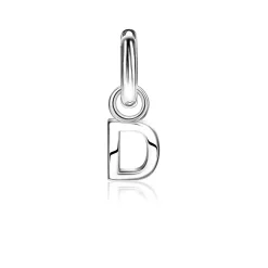 Clearance Zinzi zilveren letter oorbedel D per stuk geprijsd ZICH2144D. (zonder oorringen).