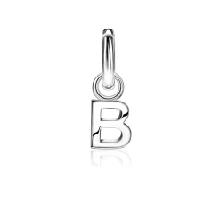 Clearance Zinzi zilveren letter oorbedel B per stuk geprijsd ZICH2144B. (zonder oorringen).