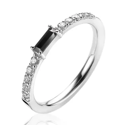 Sale Zinzi zilveren luxe aanschuifring baguette geslepen zwarte zirconia ZIR2133Z