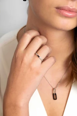 Sale Zinzi zilveren luxe aanschuifring baguette geslepen zwarte zirconia ZIR2133Z