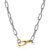Sale Zinzi zilveren luxe collier met brede paperclip schakel bicolor 43cm ZIC2106