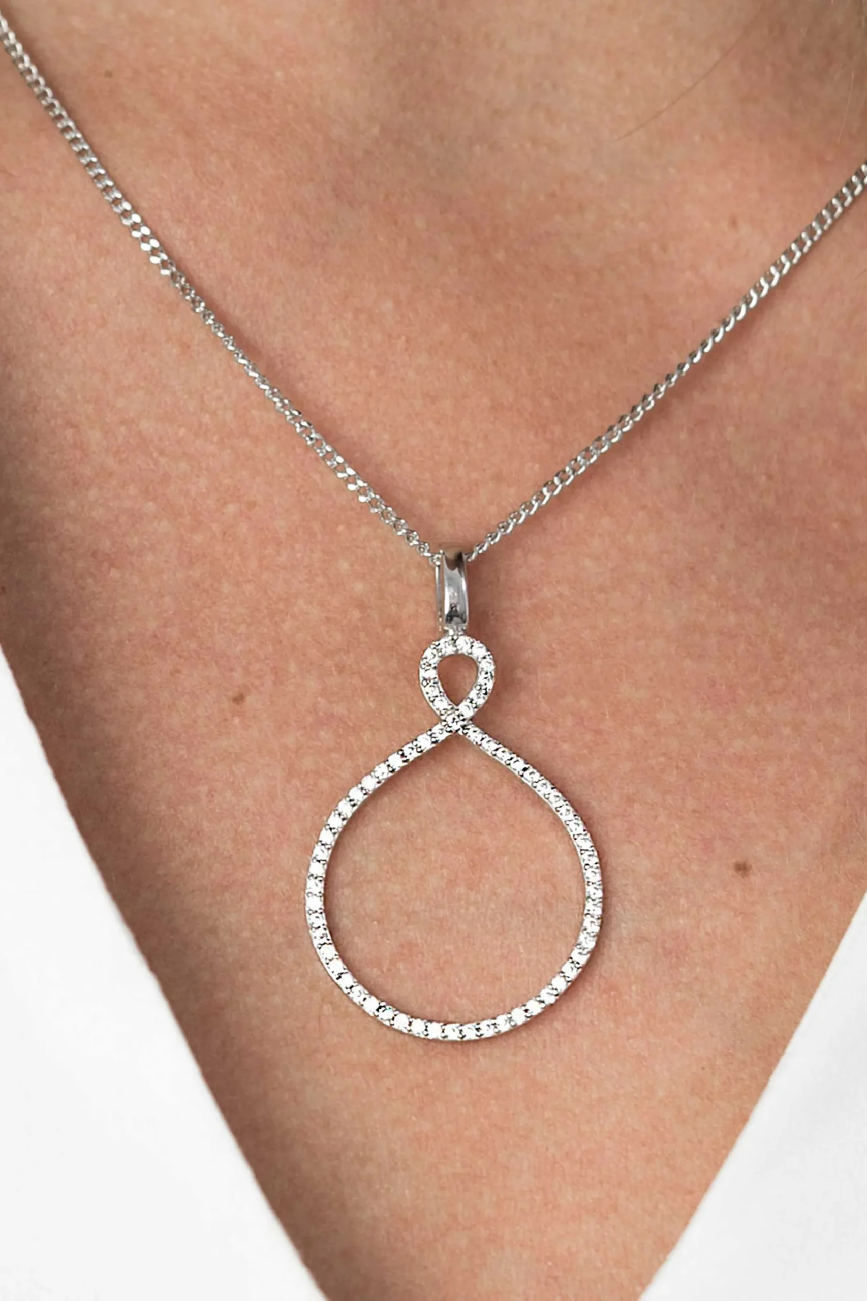Outlet Zinzi zilveren luxe hanger infinity wit ZIH1893 (zonder collier)