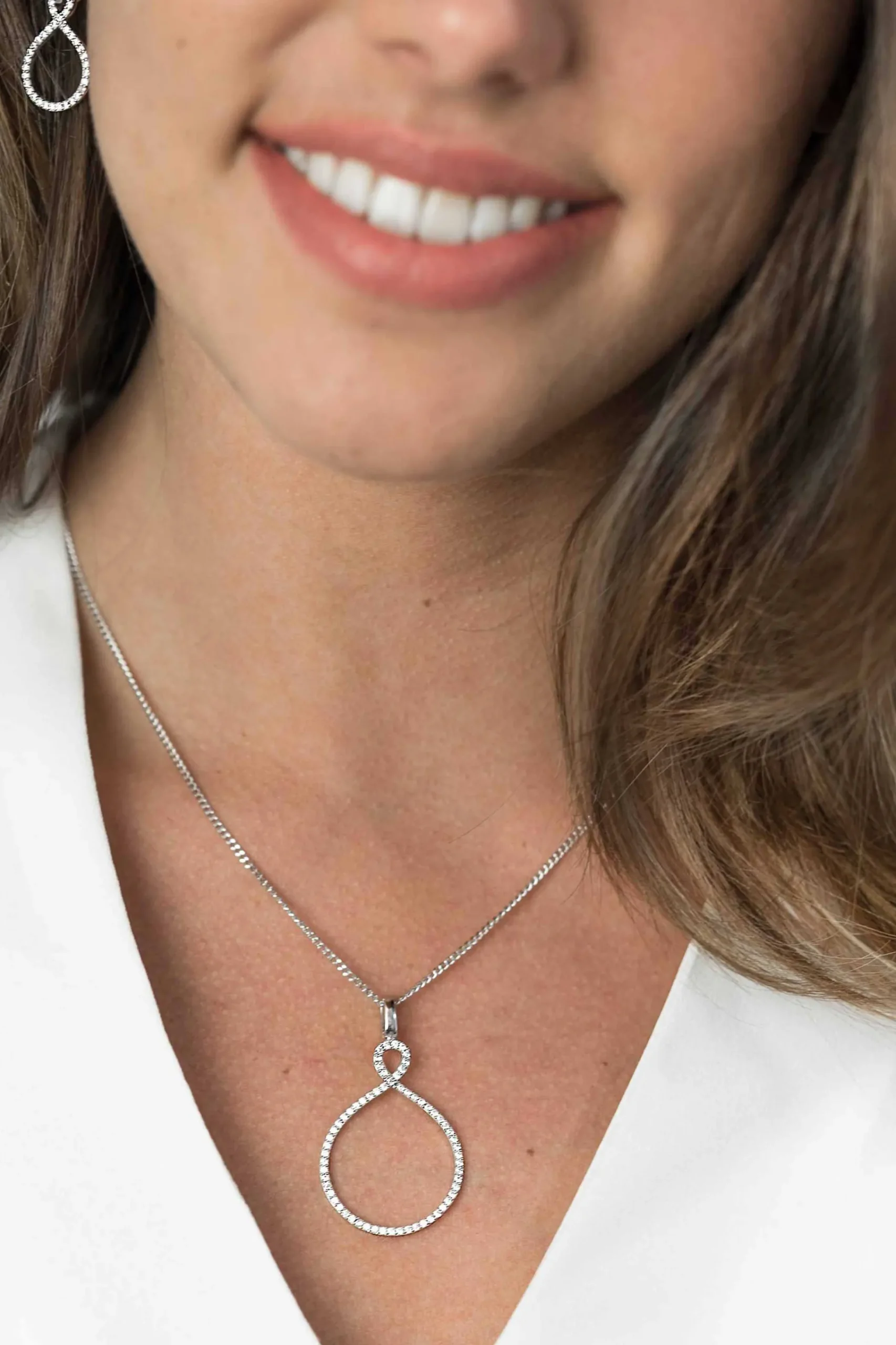 Outlet Zinzi zilveren luxe hanger infinity wit ZIH1893 (zonder collier)