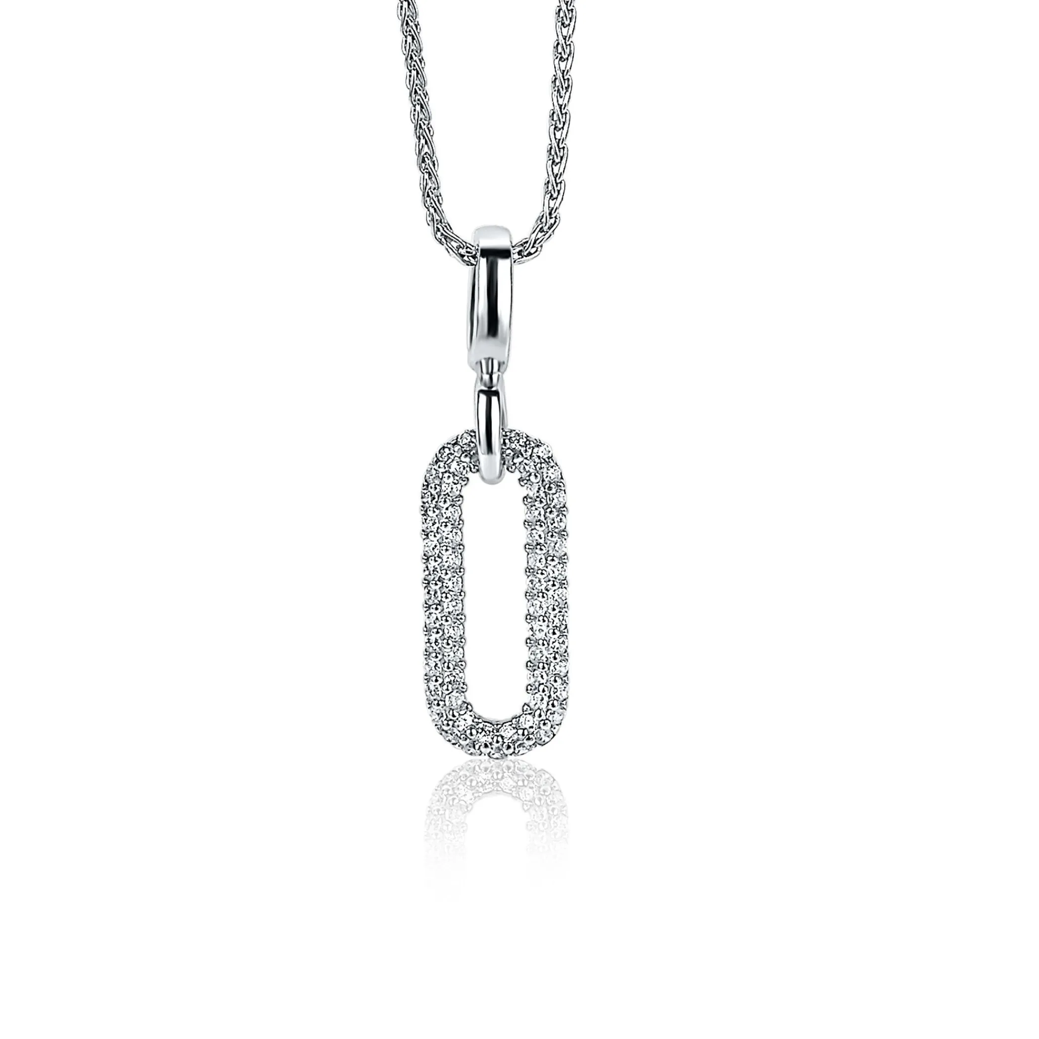 Sale Zinzi zilveren luxe hanger ovaal wit 32mm ZIH1894 (zonder collier)