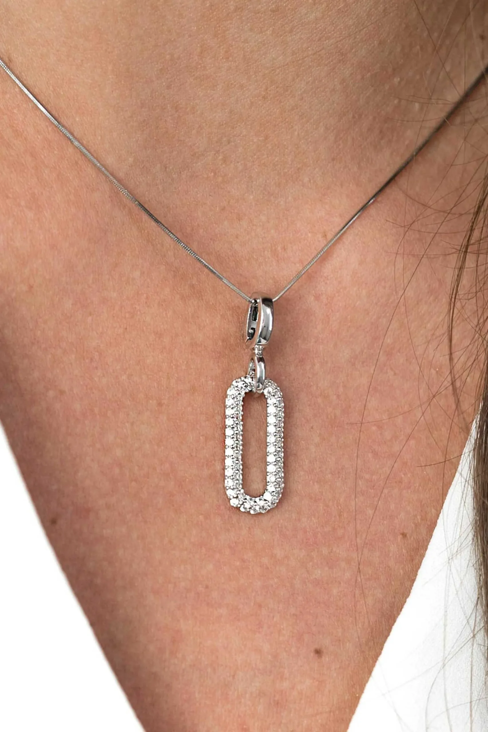 Sale Zinzi zilveren luxe hanger ovaal wit 32mm ZIH1894 (zonder collier)