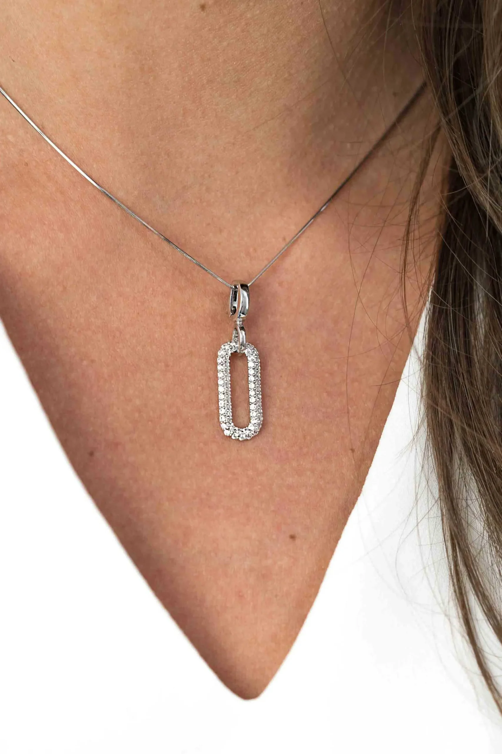 Sale Zinzi zilveren luxe hanger ovaal wit 32mm ZIH1894 (zonder collier)