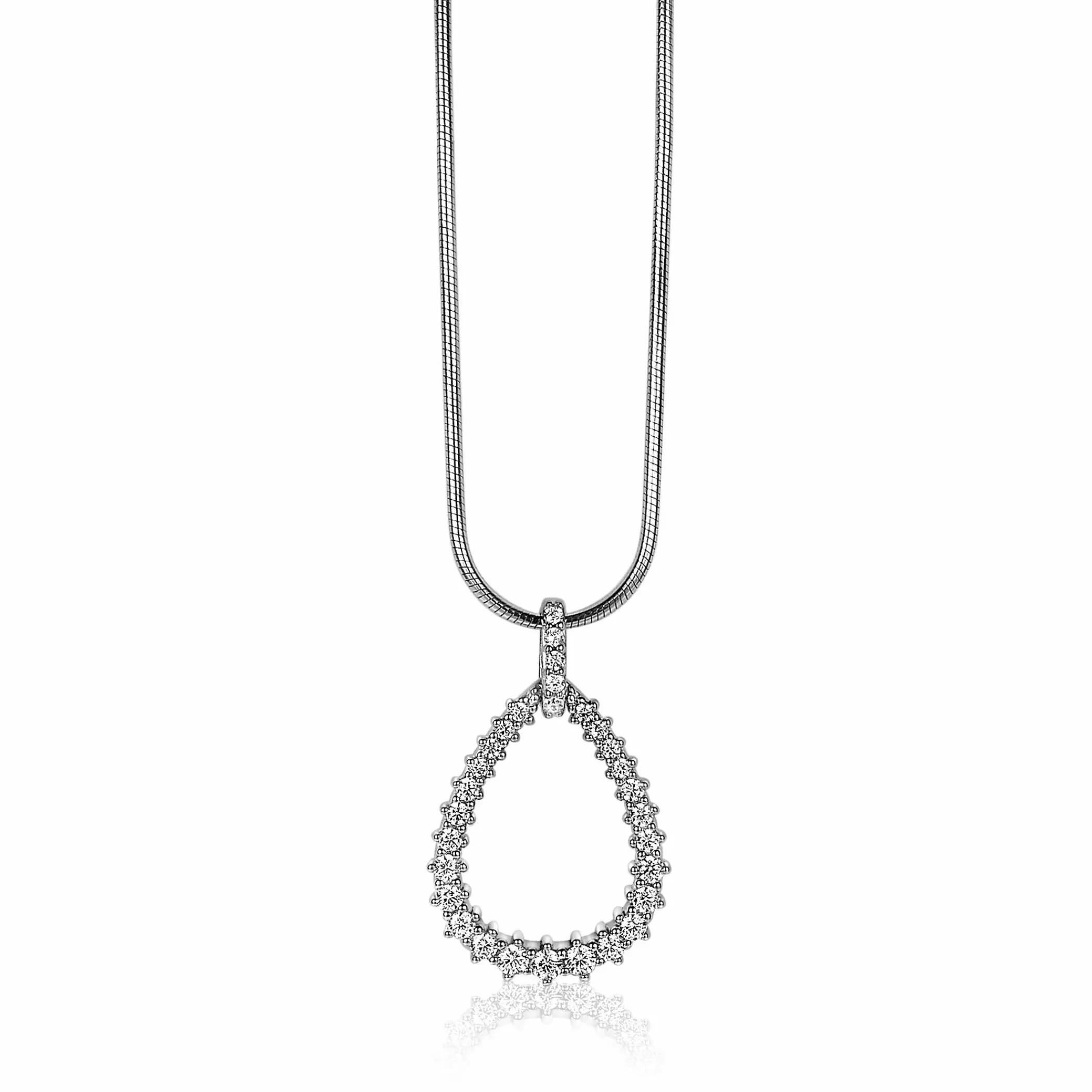 Discount Zinzi zilveren luxe hanger 23 mm open druppelvorm witte zirconia's ZIH2123 (zonder collier)