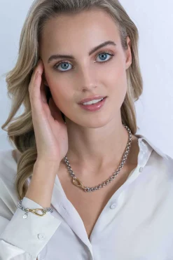 Best Zinzi zilveren luxe jasseron collier 43 cm bicolor ZIC2105