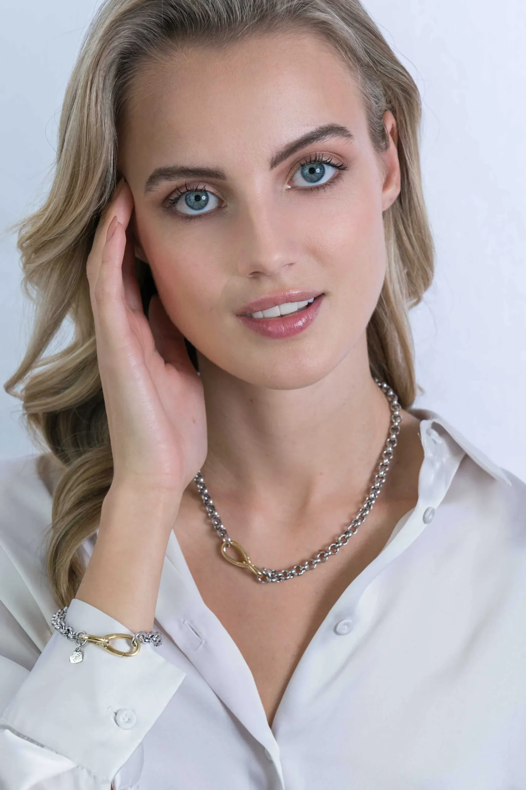 Best Zinzi zilveren luxe jasseron collier 43 cm bicolor ZIC2105