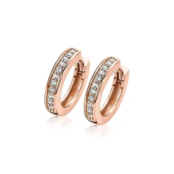Best Zinzi zilveren luxe oorringen 14K rosé verguld 17 x 3mm wit ZIO186D