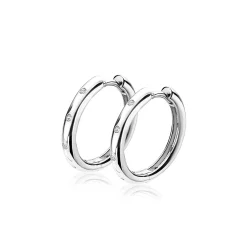 Clearance Zinzi zilveren luxe oorringen wit 16x2,5mm ZIO1683
