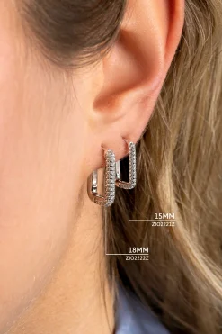 Sale Zinzi zilveren luxe oorringen 15x2mm rechthoekig met witte zirconia's ZIO2221Z