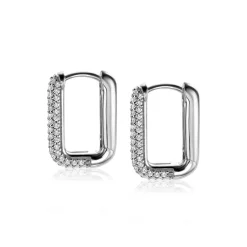 Hot Zinzi zilveren luxe oorringen 18x3mm rechthoekig met witte zirconia's ZIO2222Z