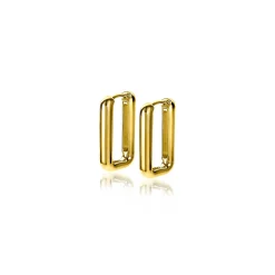 Discount Zinzi zilveren luxe oorringen 14K geel verguld 15x2mm ovale vorm ZIO2221G