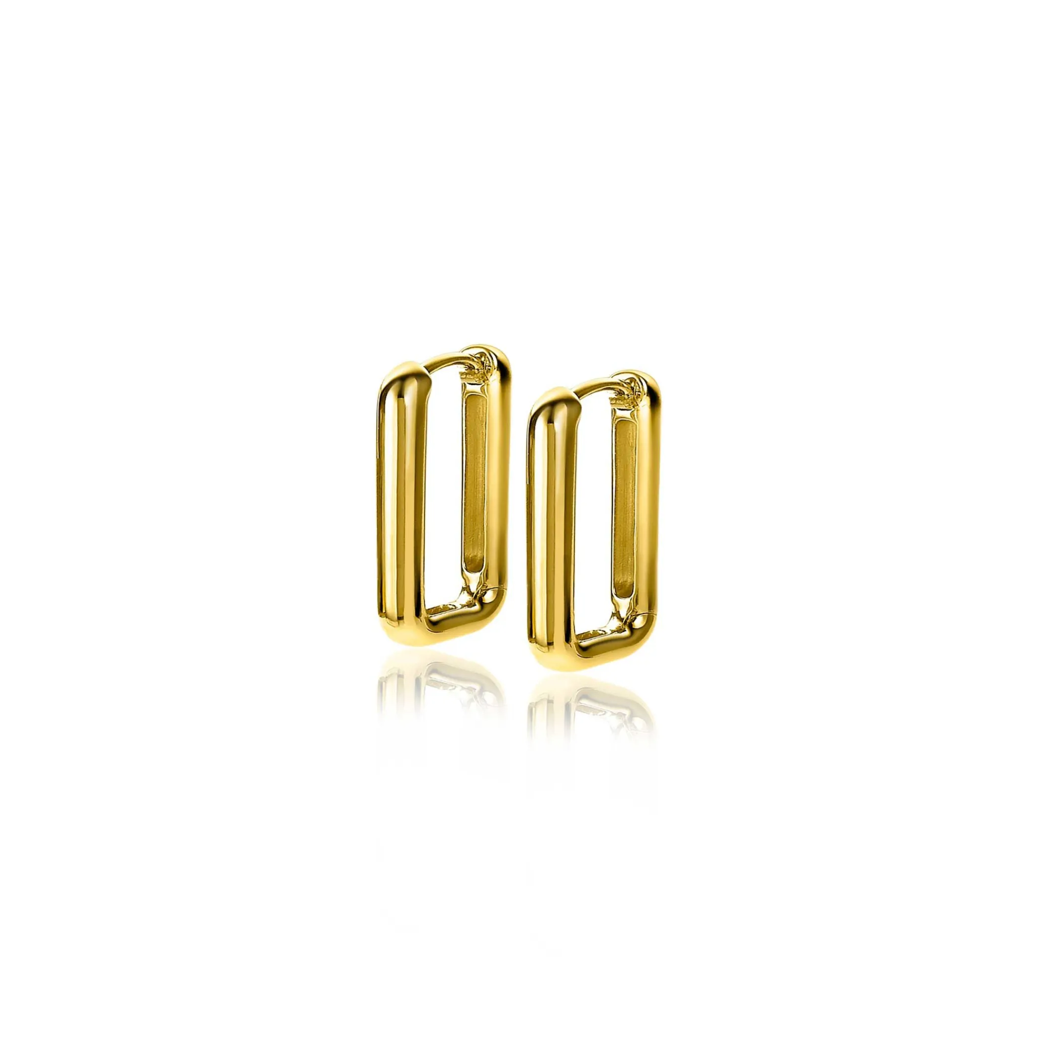 Discount Zinzi zilveren luxe oorringen 14K geel verguld 15x2mm ovale vorm ZIO2221G