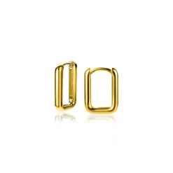 Discount Zinzi zilveren luxe oorringen 14K geel verguld 15x2mm ovale vorm ZIO2221G