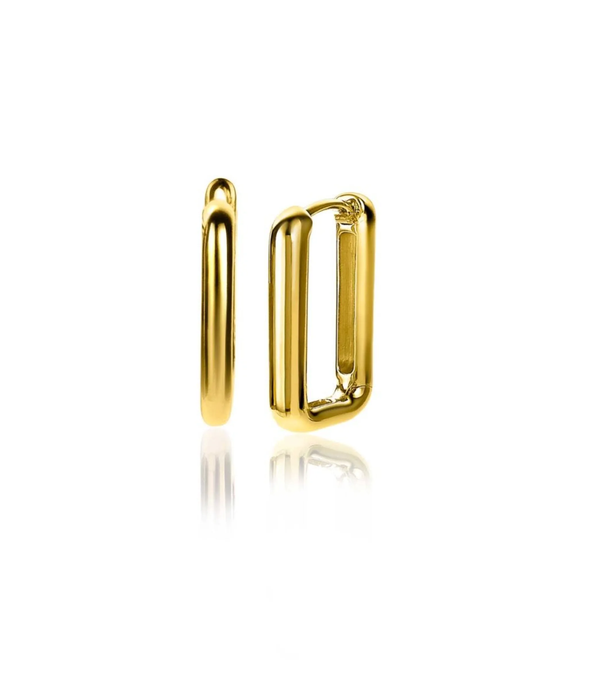 Discount Zinzi zilveren luxe oorringen 14K geel verguld 15x2mm ovale vorm ZIO2221G