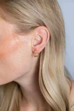 Discount Zinzi zilveren luxe oorringen 14K geel verguld 15x2mm ovale vorm ZIO2221G