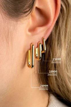 Discount Zinzi zilveren luxe oorringen 14K geel verguld 15x2mm ovale vorm ZIO2221G