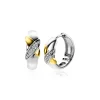 Clearance Zinzi zilveren luxe oorringen cross-over bicolor met witte zirconia's 16x6mm ZIO2240