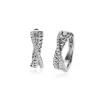 Clearance Zinzi zilveren luxe oorringen cross-over design: bezet met witte zirconia's en gourmet schakels 18x6mm ZIO2326