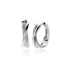 Best Zinzi zilveren luxe oorringen cross-over glad en bolletjes 18x4mm ZIO2242