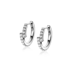 Hot Zinzi zilveren luxe oorringen 15mm witte zirconia's ZIO2327
