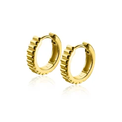 Online Zinzi zilveren luxe oorringen extra 14K geel verguld geribbeld 16mm ZIO2245