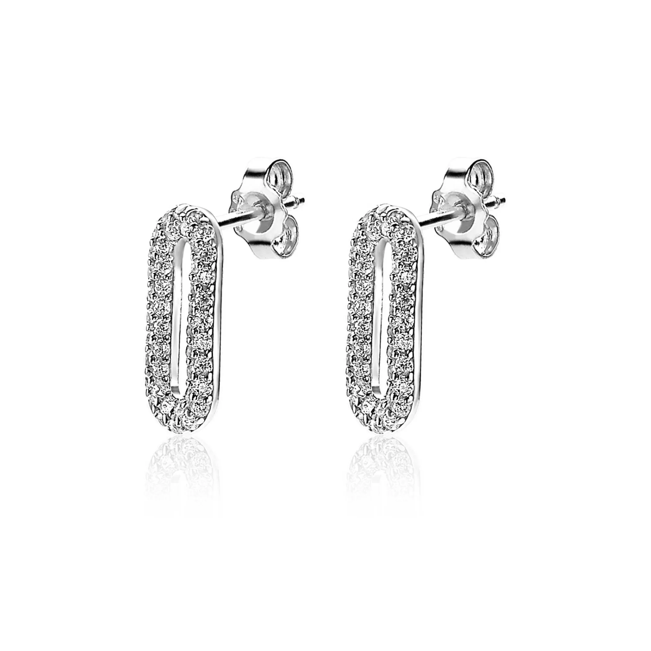 Discount Zinzi zilveren luxe oorsieraden ovaal wit ZIO1894
