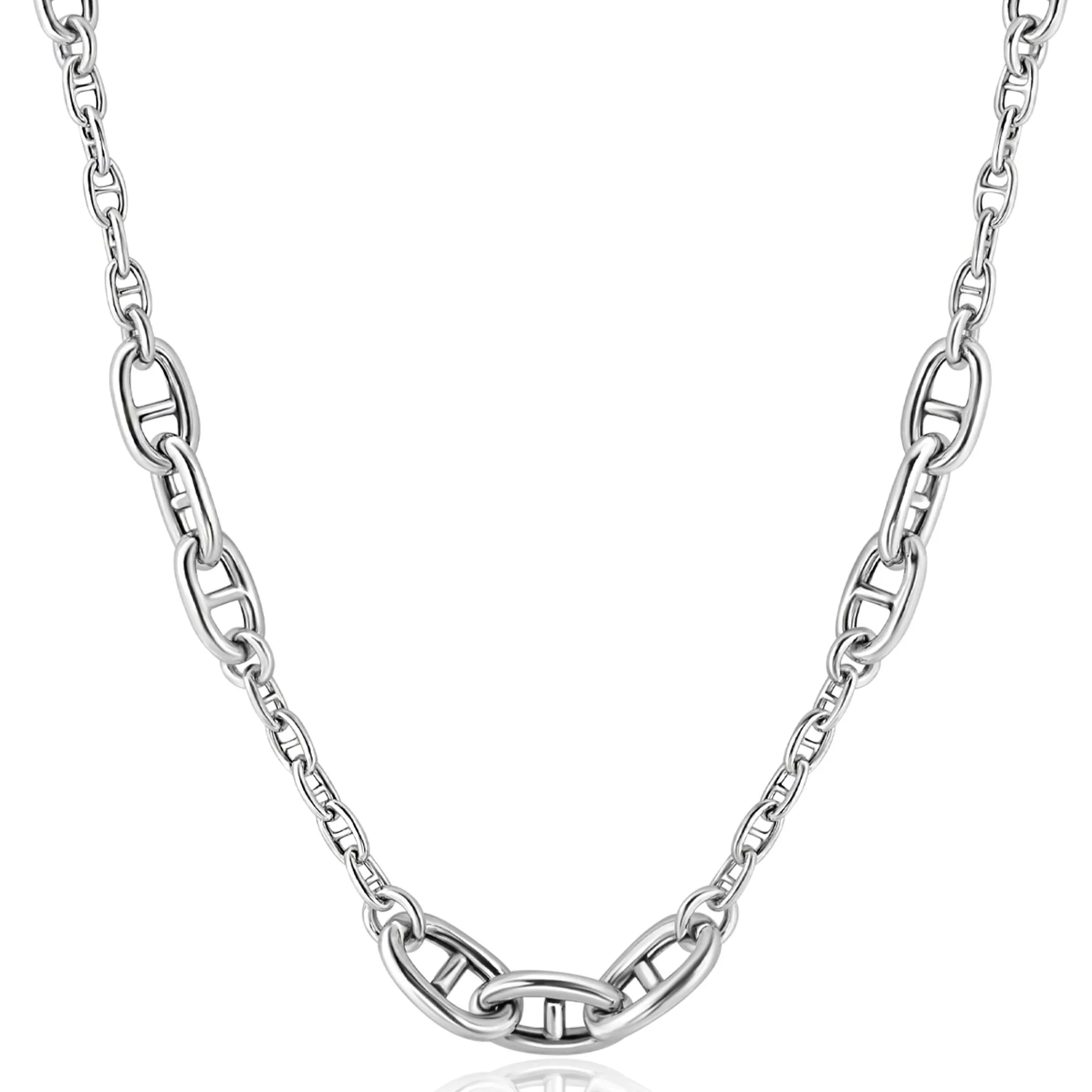 Online Zinzi zilveren marine schakel ketting, gecombineerd met trendy grotere marine schakels 7mm breed 43-48cm ZIC2407