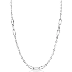 Best Zinzi zilveren marine schakel ketting, gecombineerd met grotere ovale schakels 42-45cm ZIC2413